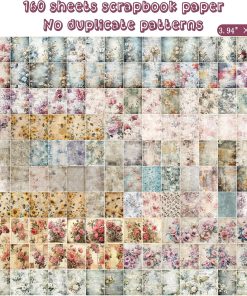 Alternative view of 160 Sheets Vintage Flower Scrapbook Paper. Junk Journal Supplies. Purple Pink Flowers with Cursive Script No Repeating Perfect for Junk Journal DIY Cards Craft Albums Scrapbooking Supplies (Purple)